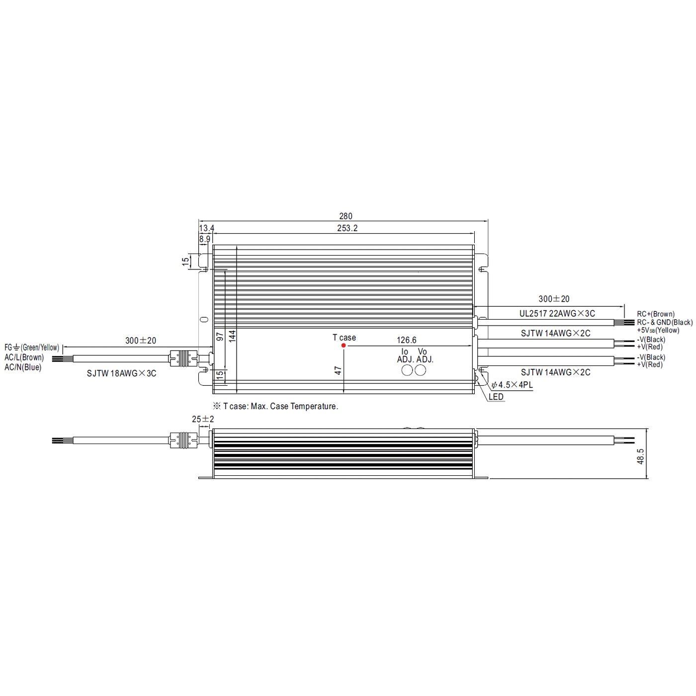 HLG-600H-36A 601W 36V 16,7A LED Netzteil Trafo Treiber IP65