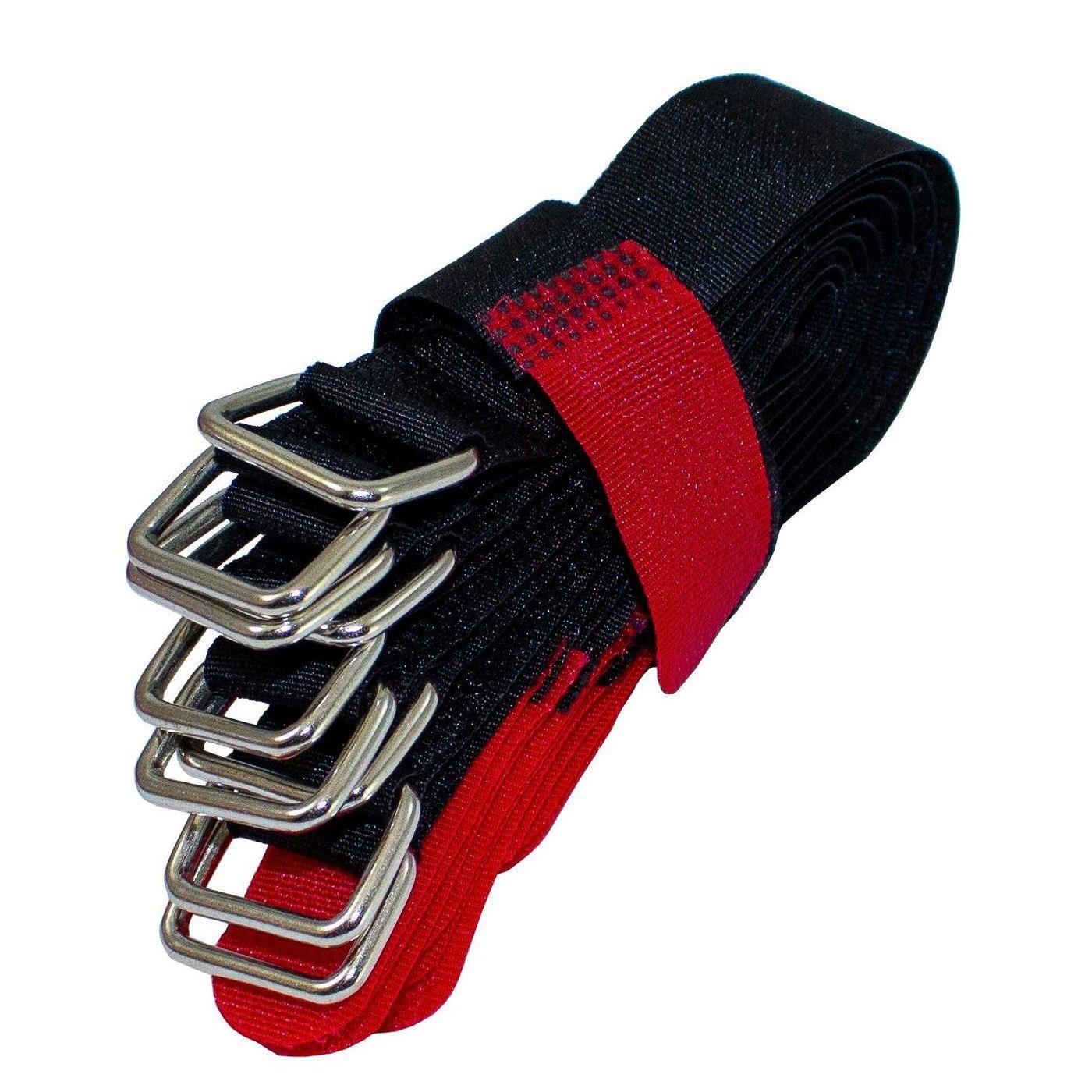 10x Klettbinder 200 x 20mm Schwarz Rot gekreuzt Wiederverwendbar Kabelbinder Band