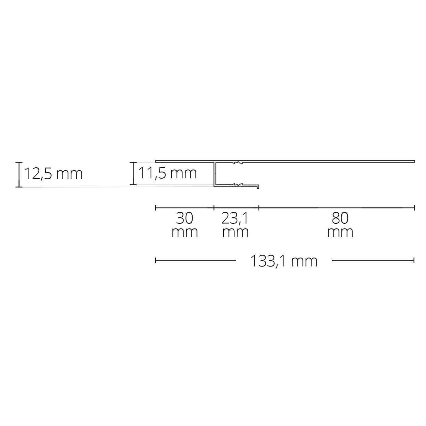 2m LED Profil TBP2.1 Silber 133,1x12,5mm Aluminium Trockenbauprofil für 11mm LED Streifen