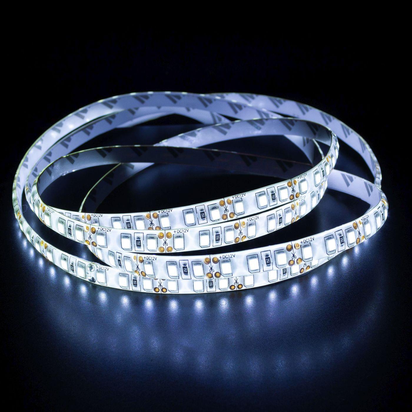 5m (500cm) LED Streifen Band Leiste 12V Kalt Weiß 6000K IP65 600LEDs 120LED/m SMD3528