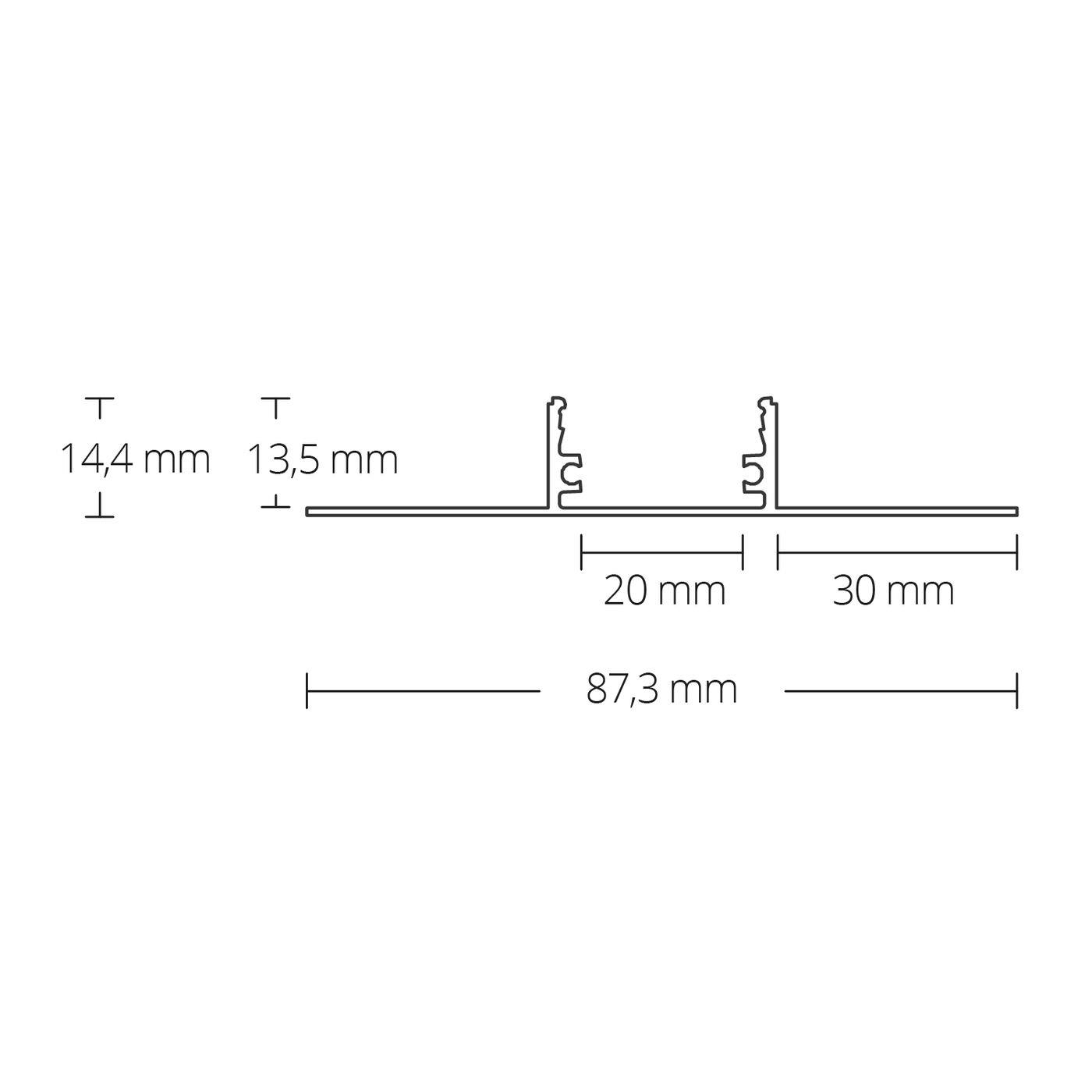 2m LED Profil TBP5 Silber 87,3x14,4mm Aluminium Trockenbauprofil für 20mm LED Streifen