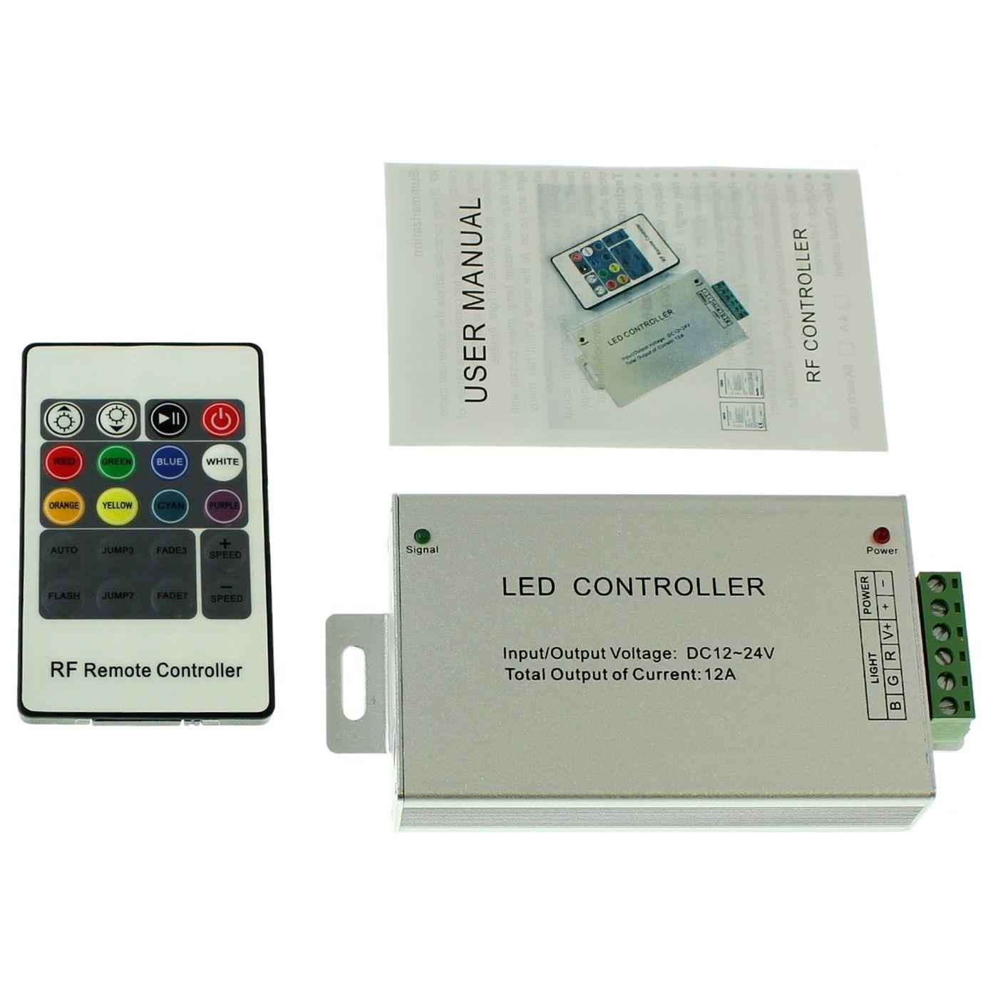 RGB LED RF 20Key Controller 12...24V 144W für Farbwechsel Streifen 4-Pin