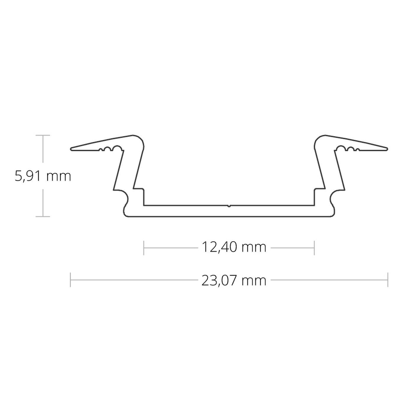 1m LED Profil PL8 Silber 23,1x5,9mm Aluminium Einbauprofil für 12mm LED Streifen