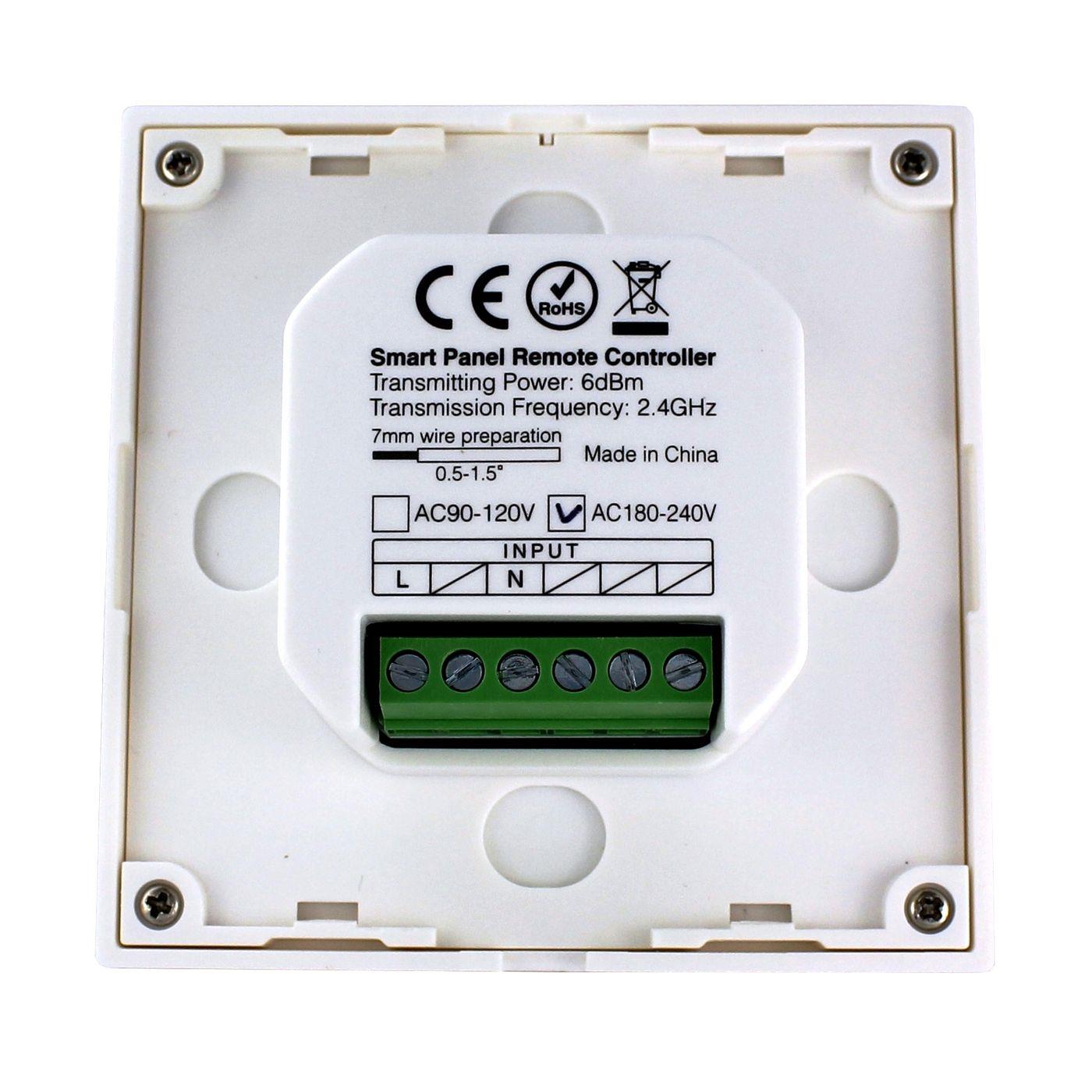 MiLight MiBoxer RGBW CCT LED 4-Zone Wand Touch Panel Controller 230V für Farbwechsel Streifen 6-Pin