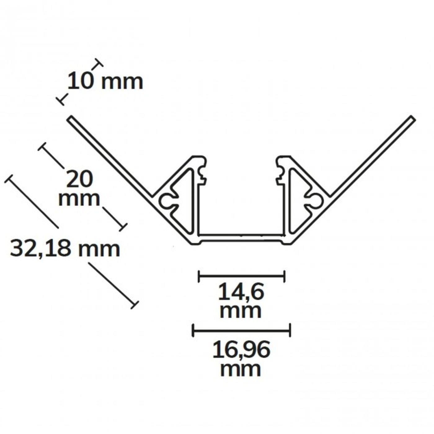 2m LED Profil FP8n Silber 32,2x32,2mm Aluminium Fliesenprofil für 12mm LED Streifen