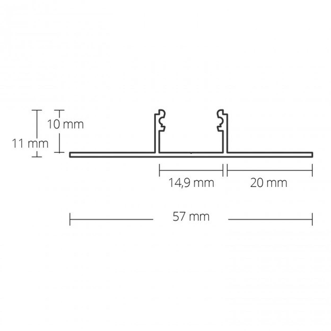 2m LED Profil FP1 Silber 57x11mm Aluminium Fliesenprofil für 14mm LED Streifen