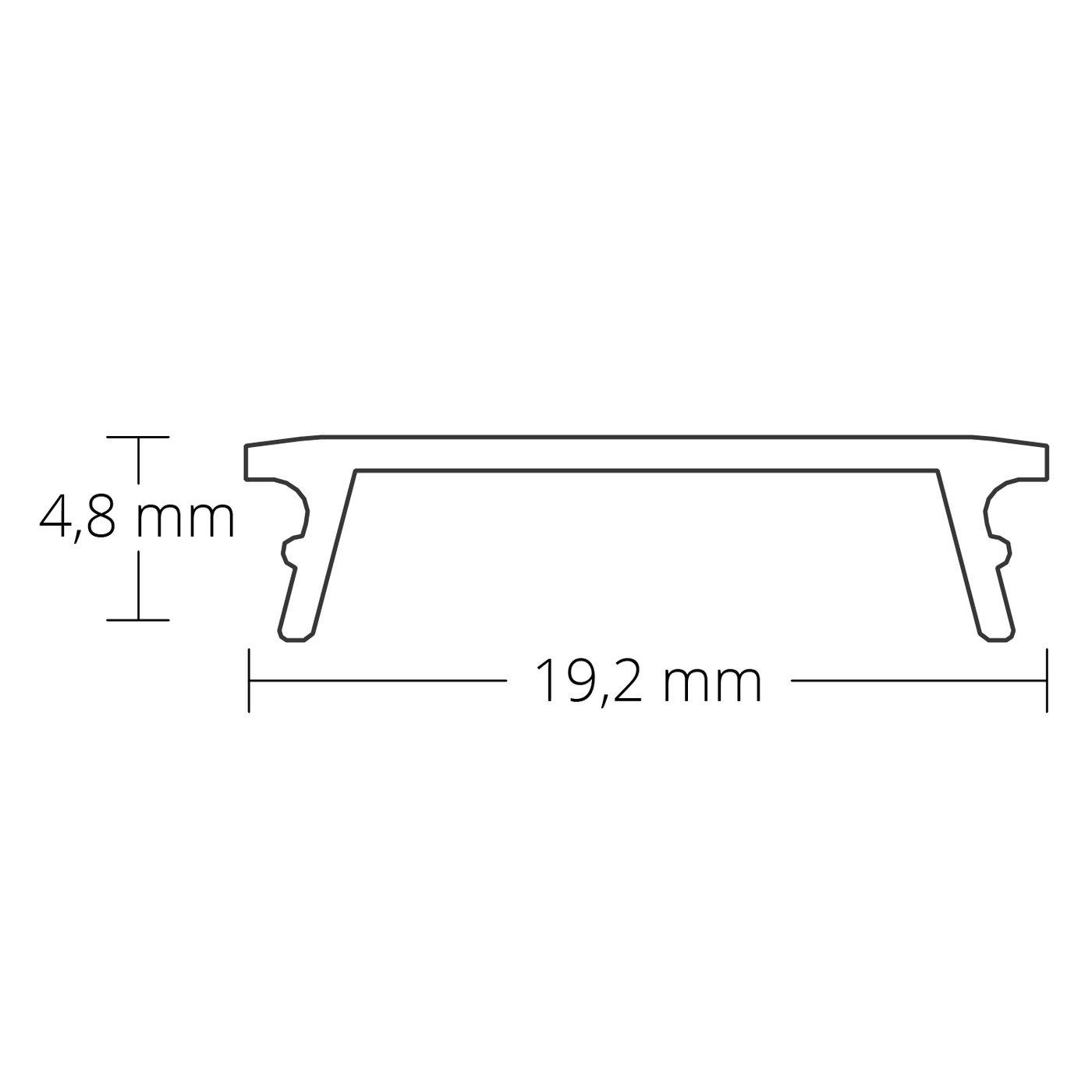 1m Abdeckung C42 für Profil PN8 19,2x4,8mm Kunststoff Schwarz Matt