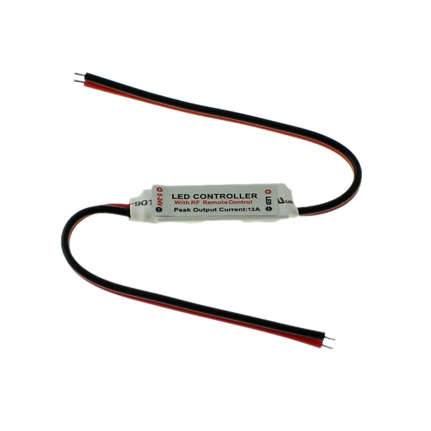 Mini LED RF Controller 10Key Fernbedienung 12...24V 144W für einfarbige LED Streifen 2-Pin offene Kabelenden