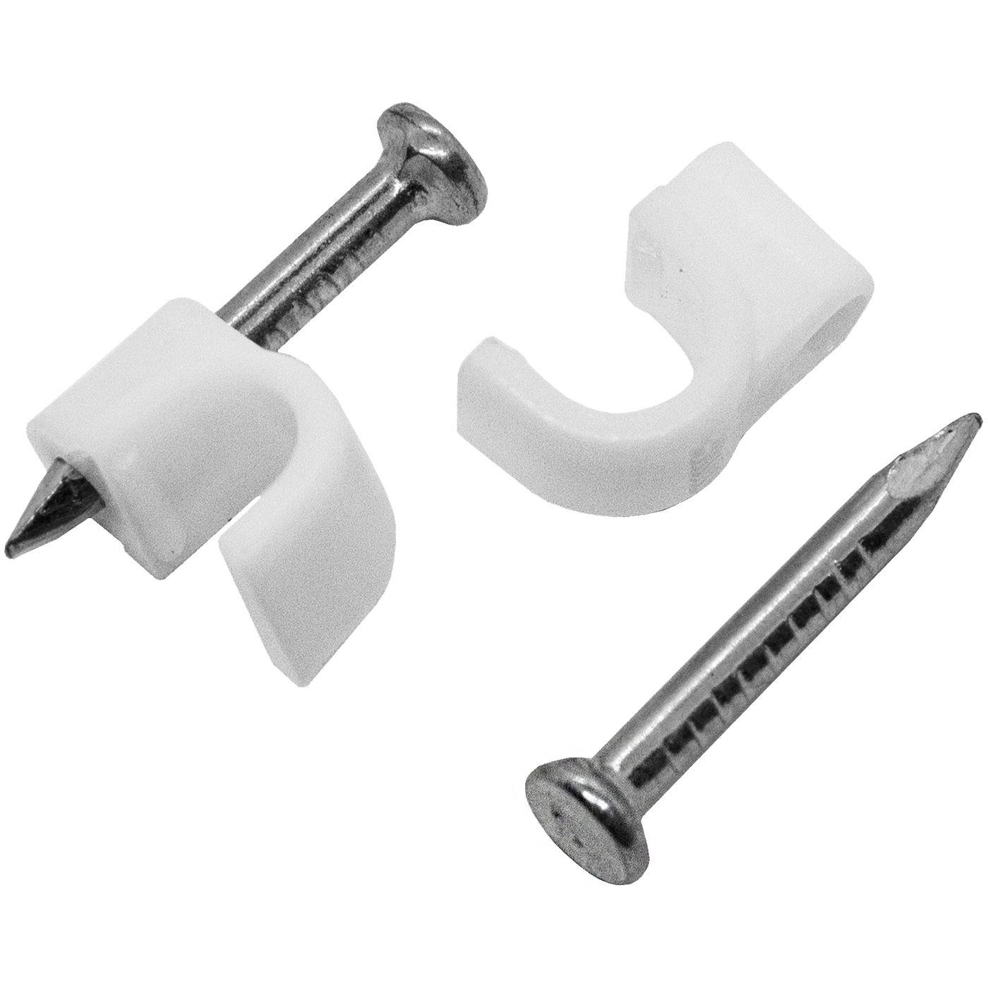 100x Nagelschelle 7mm für Kabel Weiß Kabelschelle mit Nagel Kabelklemme