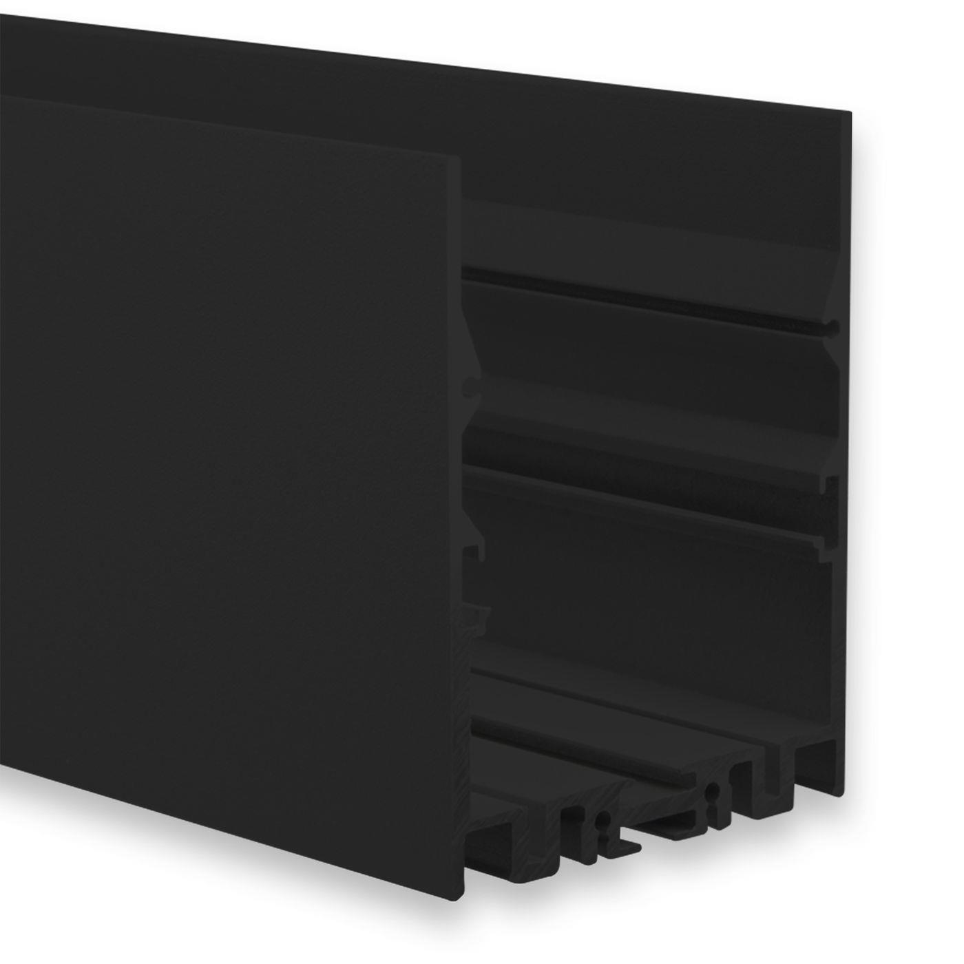 2m LED Profil LL2 Schwarz 60x78,9mm Aluminium Leuchtenprofil für 2x 5,8mm + 1x 43mm LED Streifen