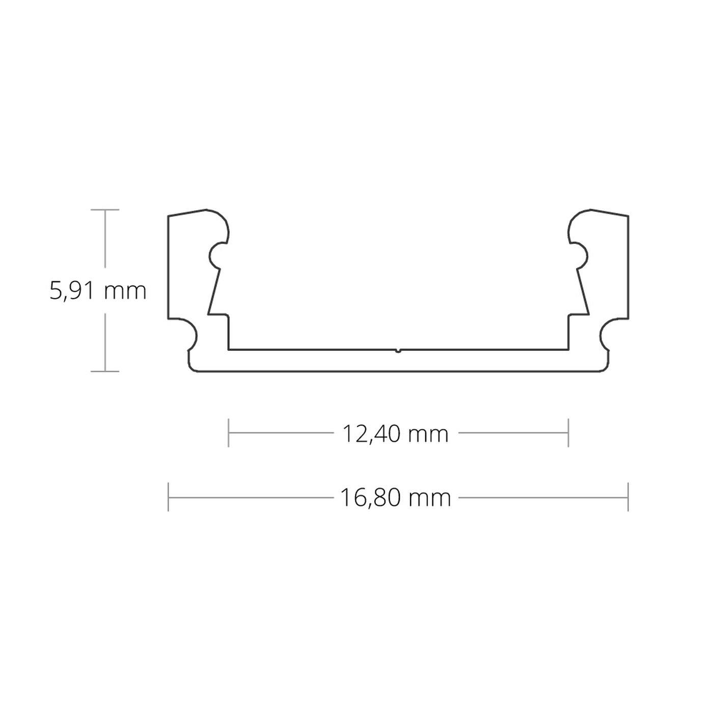 1m LED Profil PL1 Schwarz 16,8x5,9mm Aluminium Aufbauprofil für 12mm LED Streifen