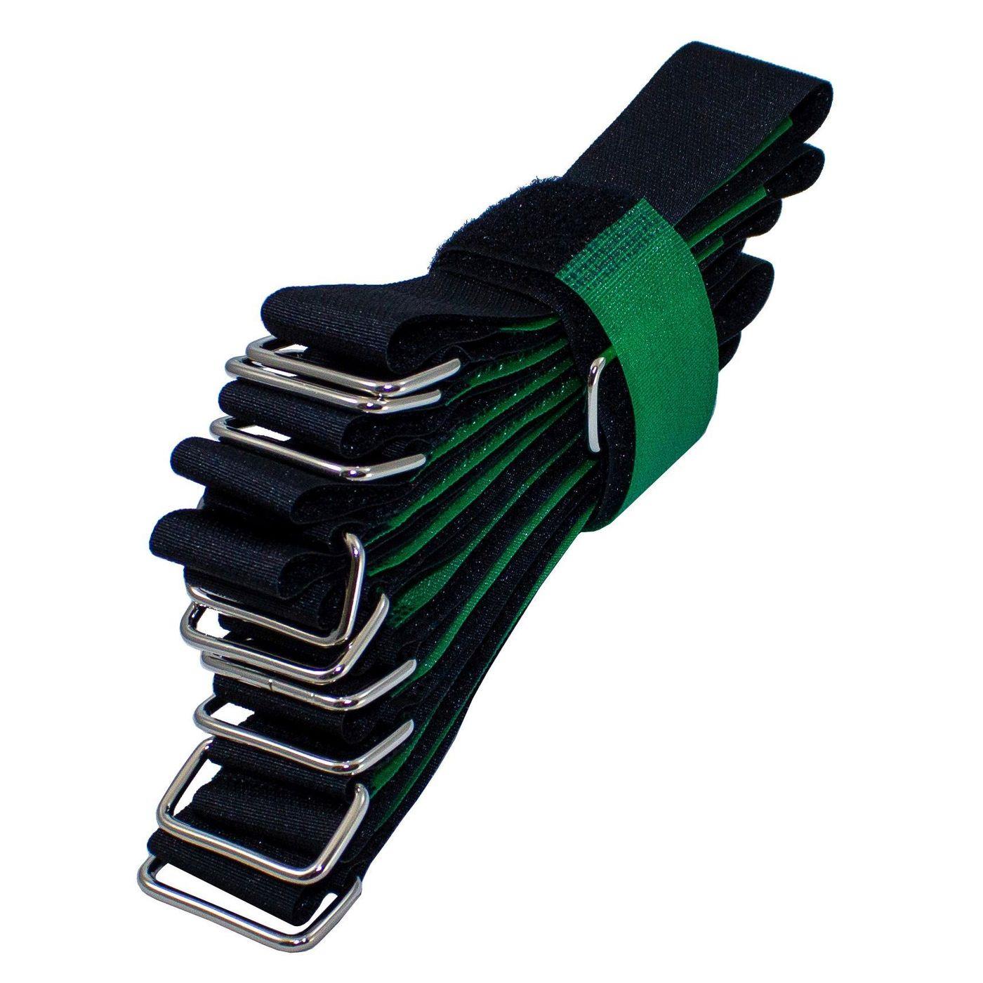 10x Klettbinder 400 x 30mm Schwarz Grün gekreuzt Wiederverwendbar Kabelbinder Band