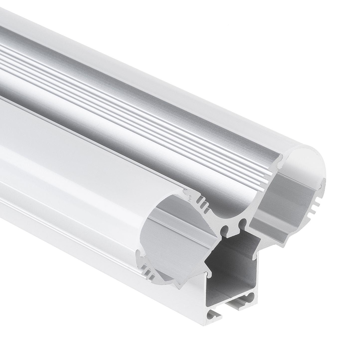 2m LED Profil PL12 Silber 56,5x25mm Aluminium Leuchtenprofil für 2x 13mm LED Streifen