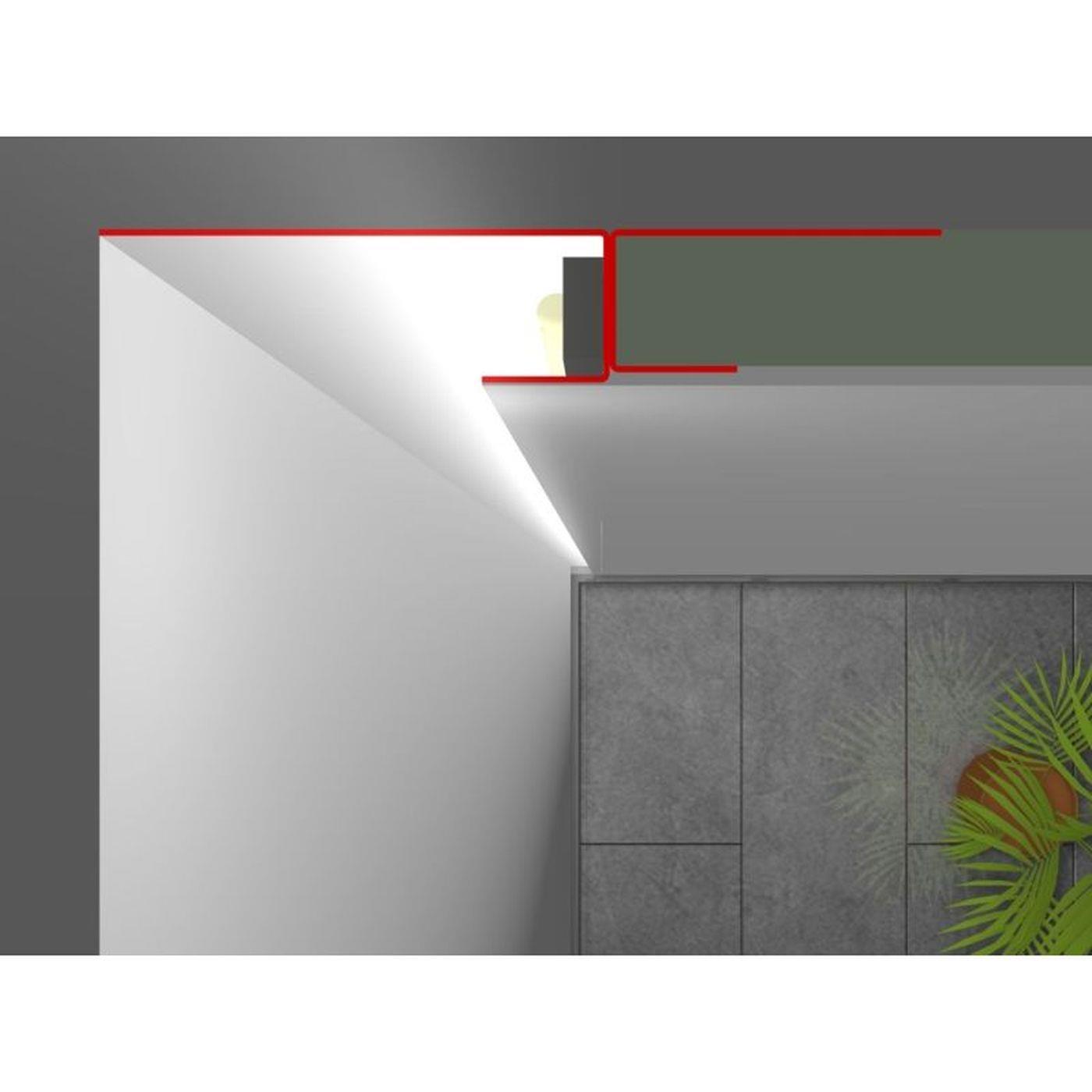 2m LED Trockenbauprofil SNL 70mm Sichtschenkel für Gipskartonplatten Stahl Zinkblech