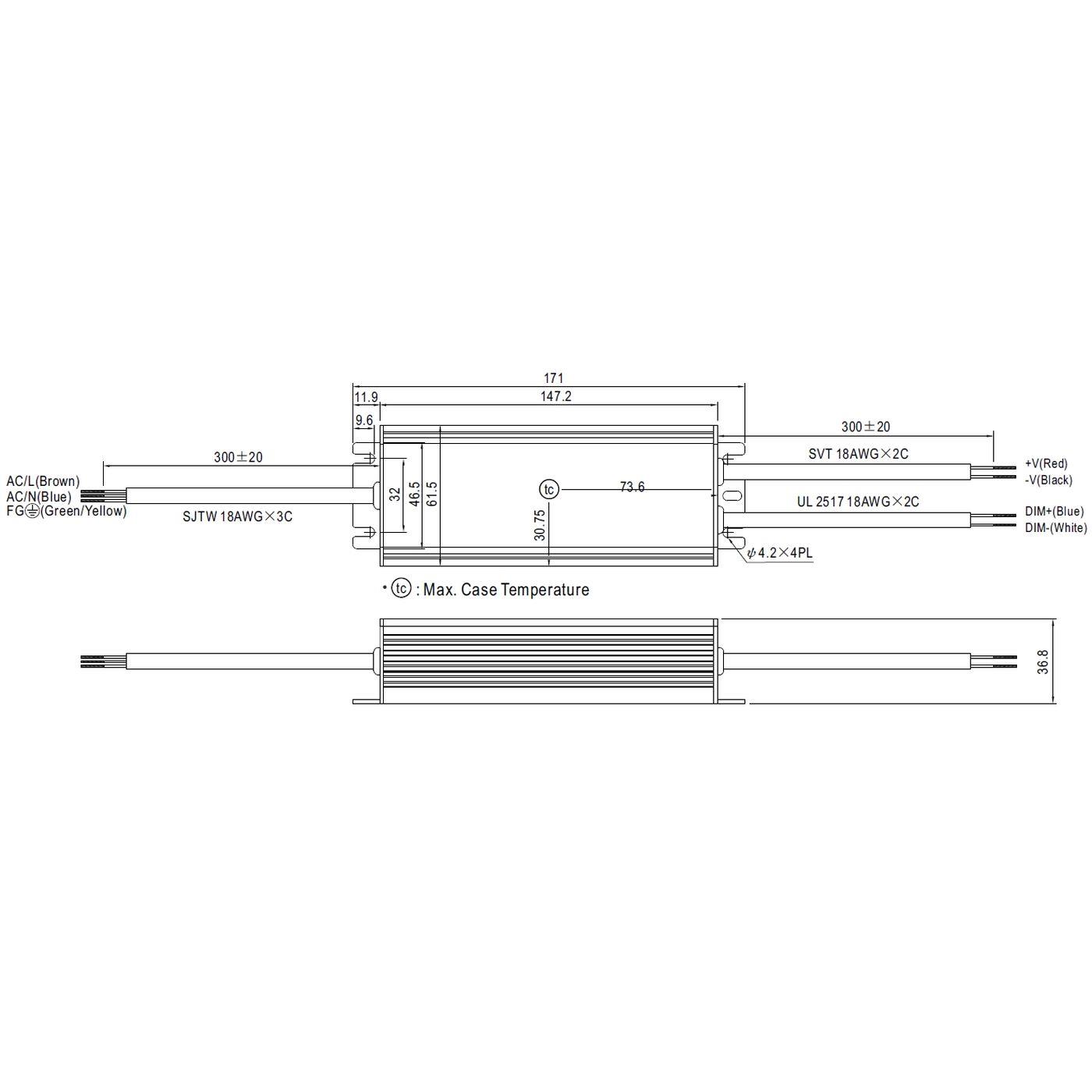 HLG-40H-12B 40W 12V 3,33A LED Netzteil Trafo Treiber IP67 Dimmbar 0-10V PWM