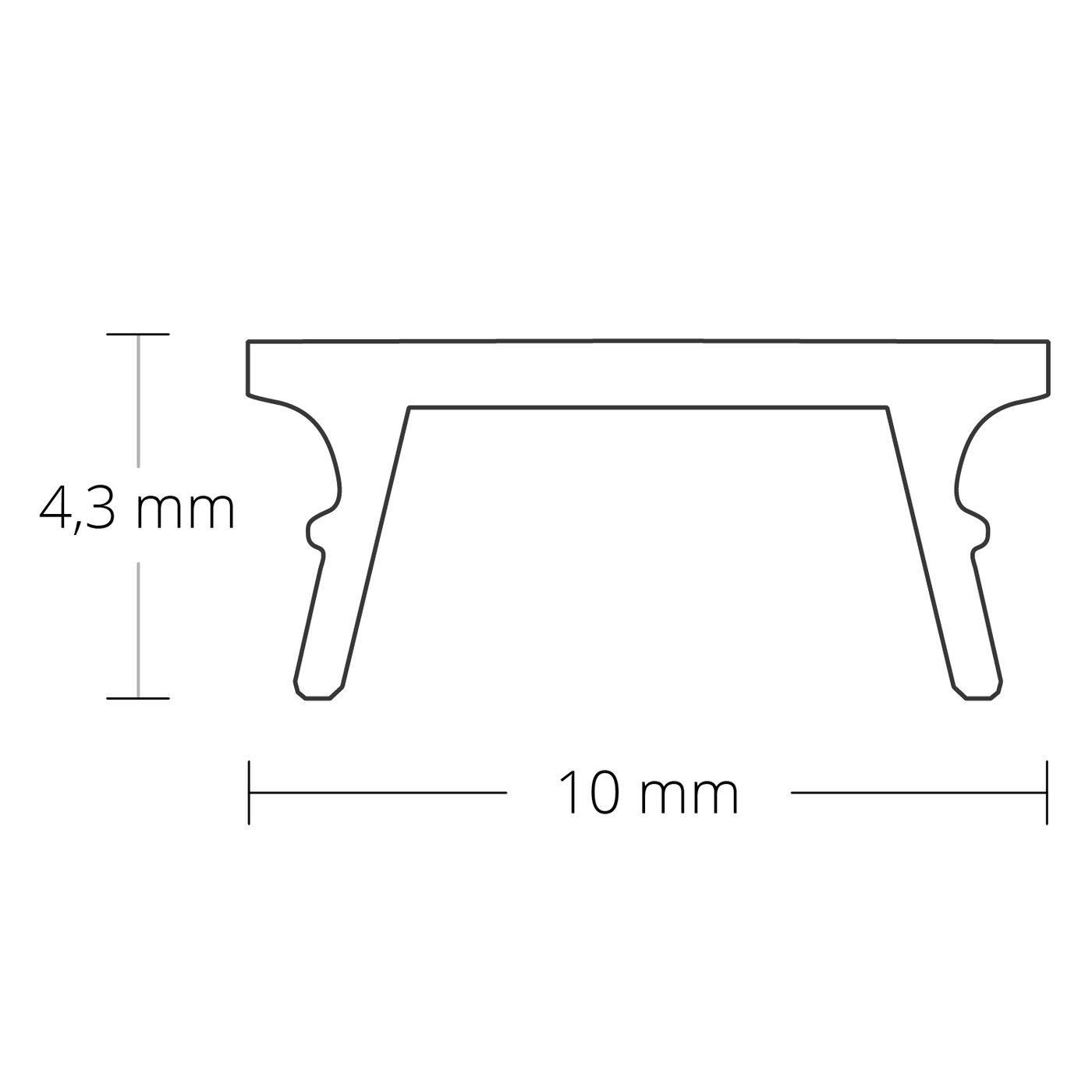 2m Abdeckung C23 für Profil PO16 10x4,3mm Kunststoff Opal Satiniert