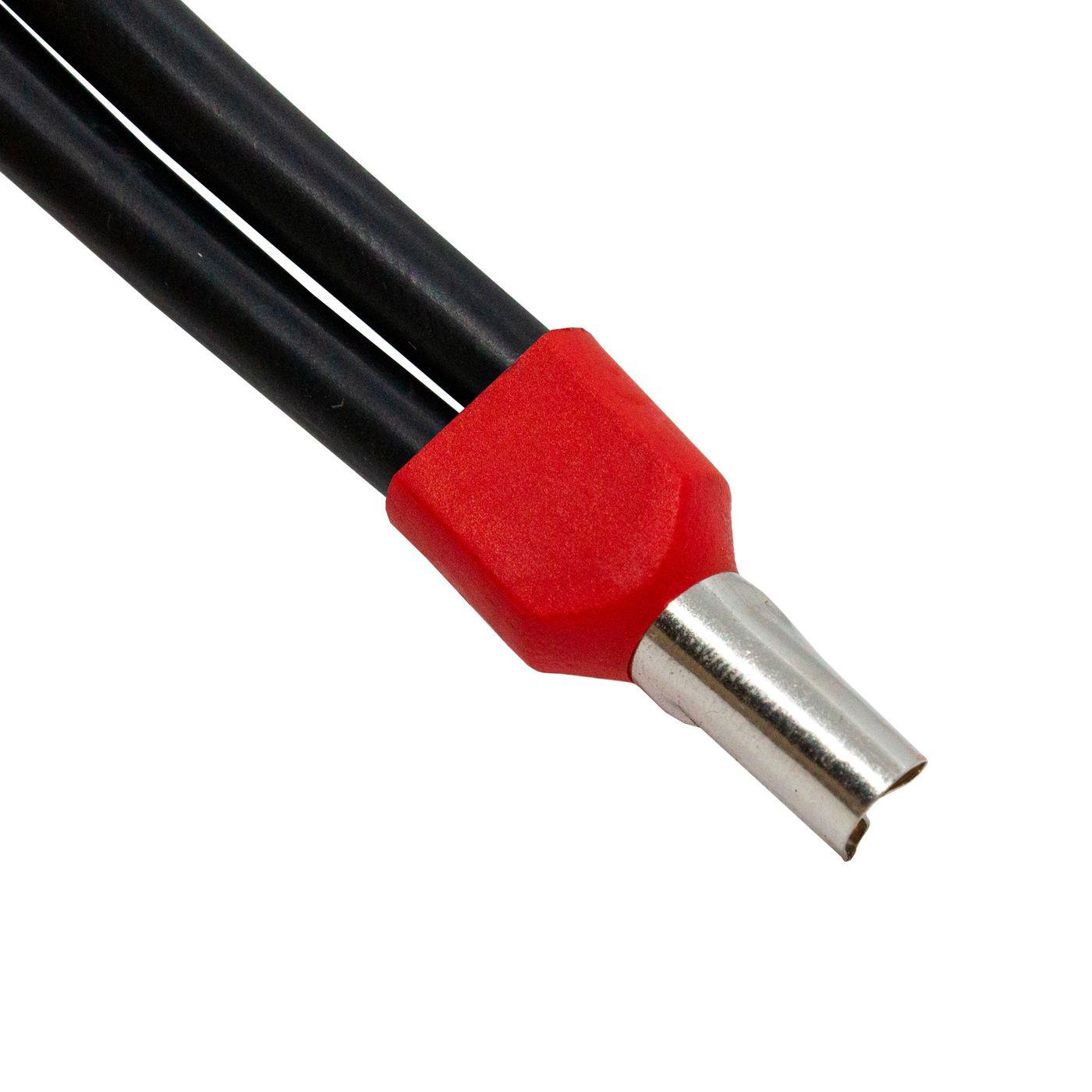 100x Twin Aderendhülse isoliert 2x 10mm² Rot Kupfer verzinnt 6,8x14mm Hülse