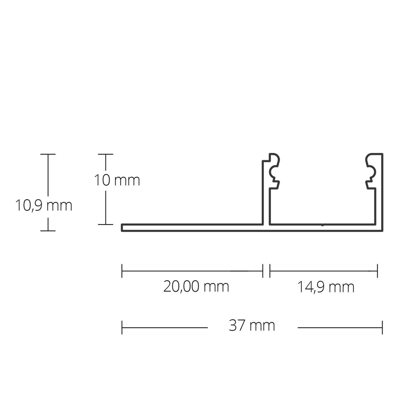 2m LED Profil FP2 Silber 37x11mm Aluminium Fliesenprofil für 14mm LED Streifen