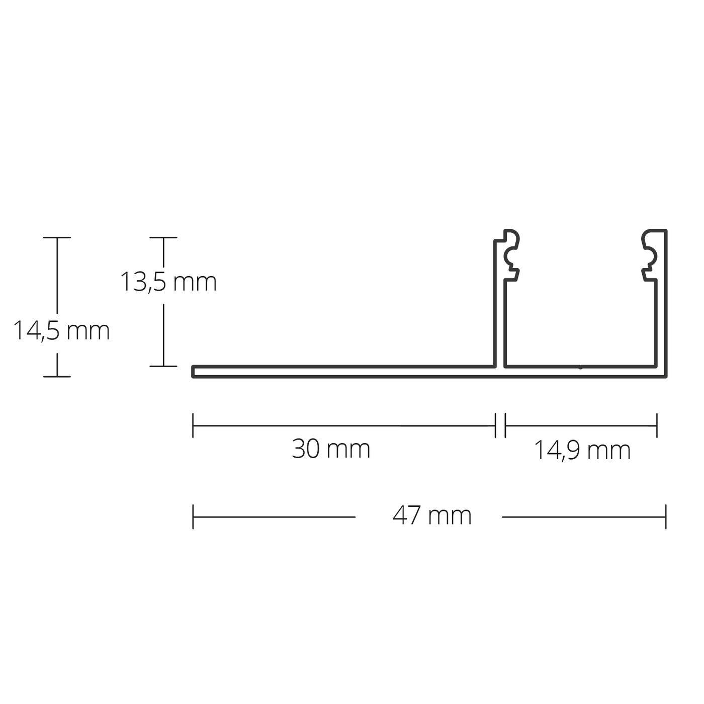 2m LED Profil TBP4 Silber 47x14,5mm Aluminium Trockenbauprofil für 14mm LED Streifen