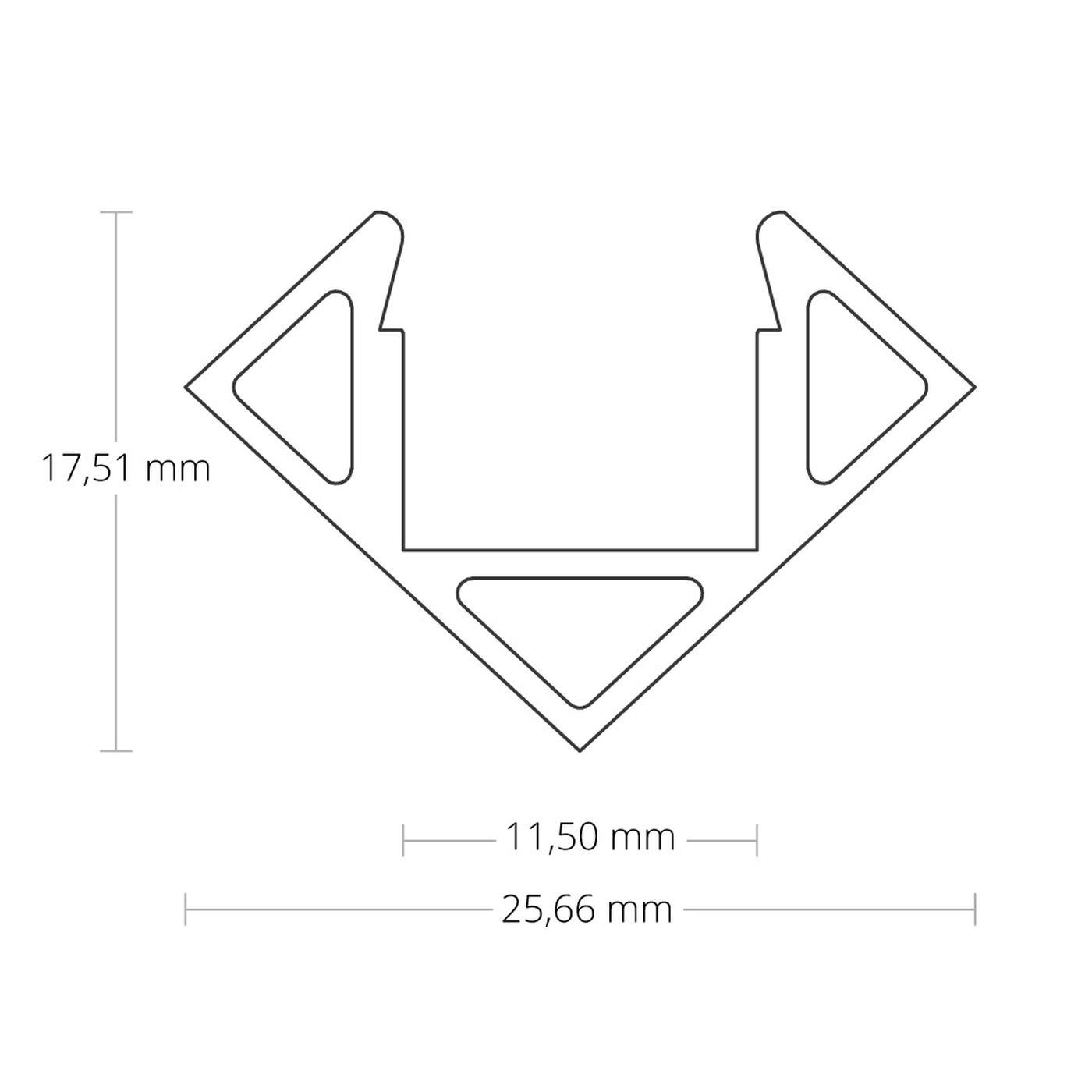 1m LED Profil PO23  Silber 25,7x17,5mm Aluminium Eckprofil für 11mm LED Streifen