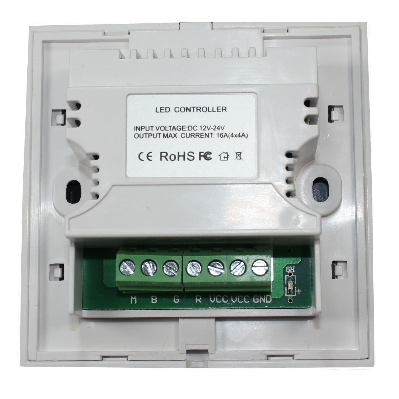 RGBW LED Wand Touch Panel Controller 12...24V 384W Glas Design Optik für Farbwechsel Streifen 5-Pin