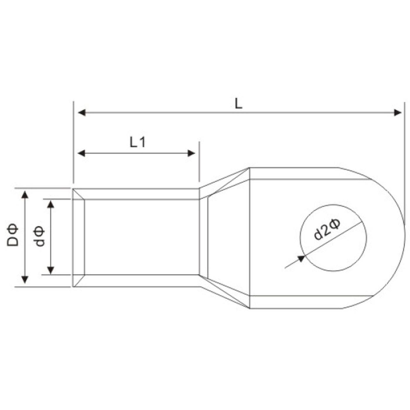 Rohrkabelschuh blank 120mm² Lochdurchmesser M8 Ringzunge Kupfer verzinnt