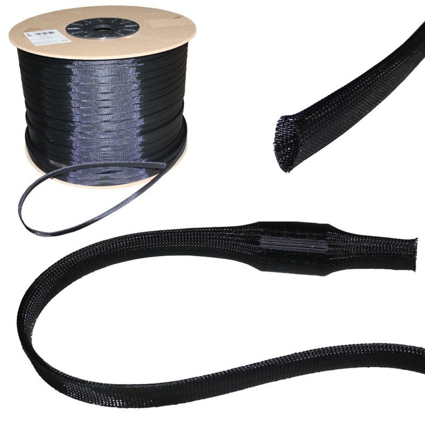 5m Gewebeschlauch 15mm (10-20mm) Geflechtschlauch Kabelschutz Polyester