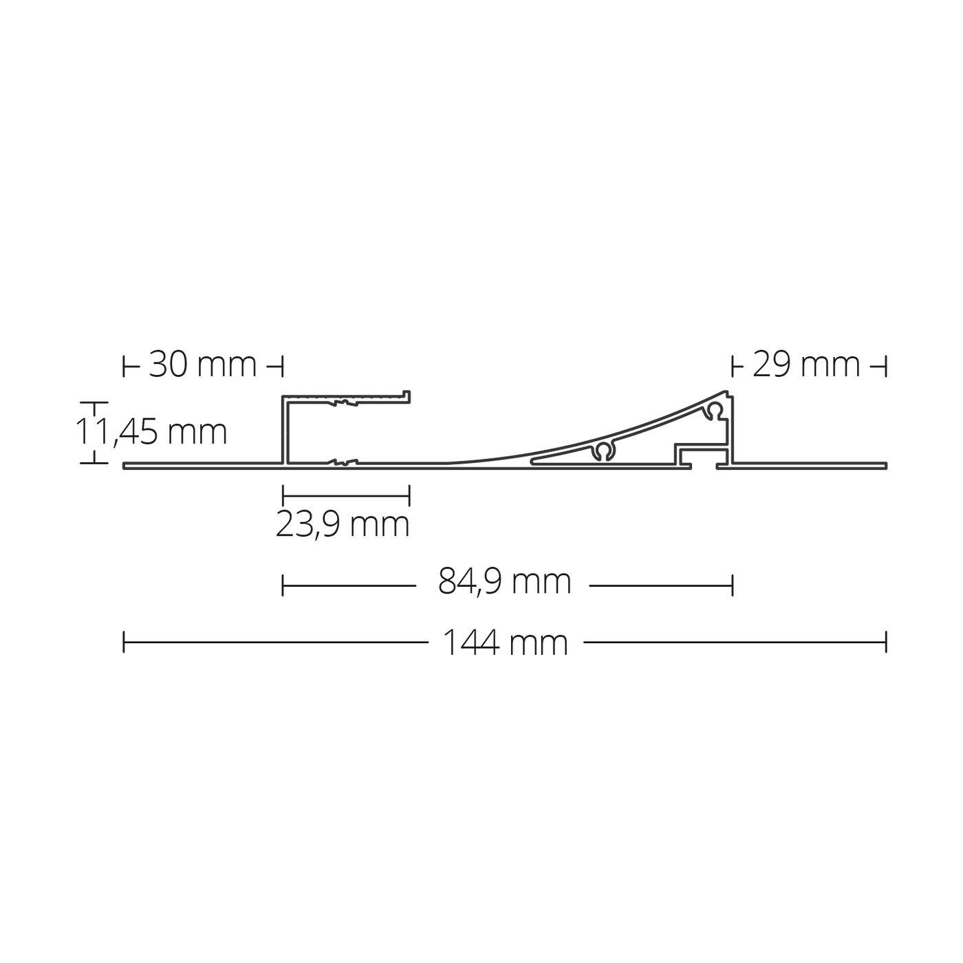 2m LED Profil TBP12 Silber 144x14,3mm Aluminium Trockenbauprofil für 11mm LED Streifen