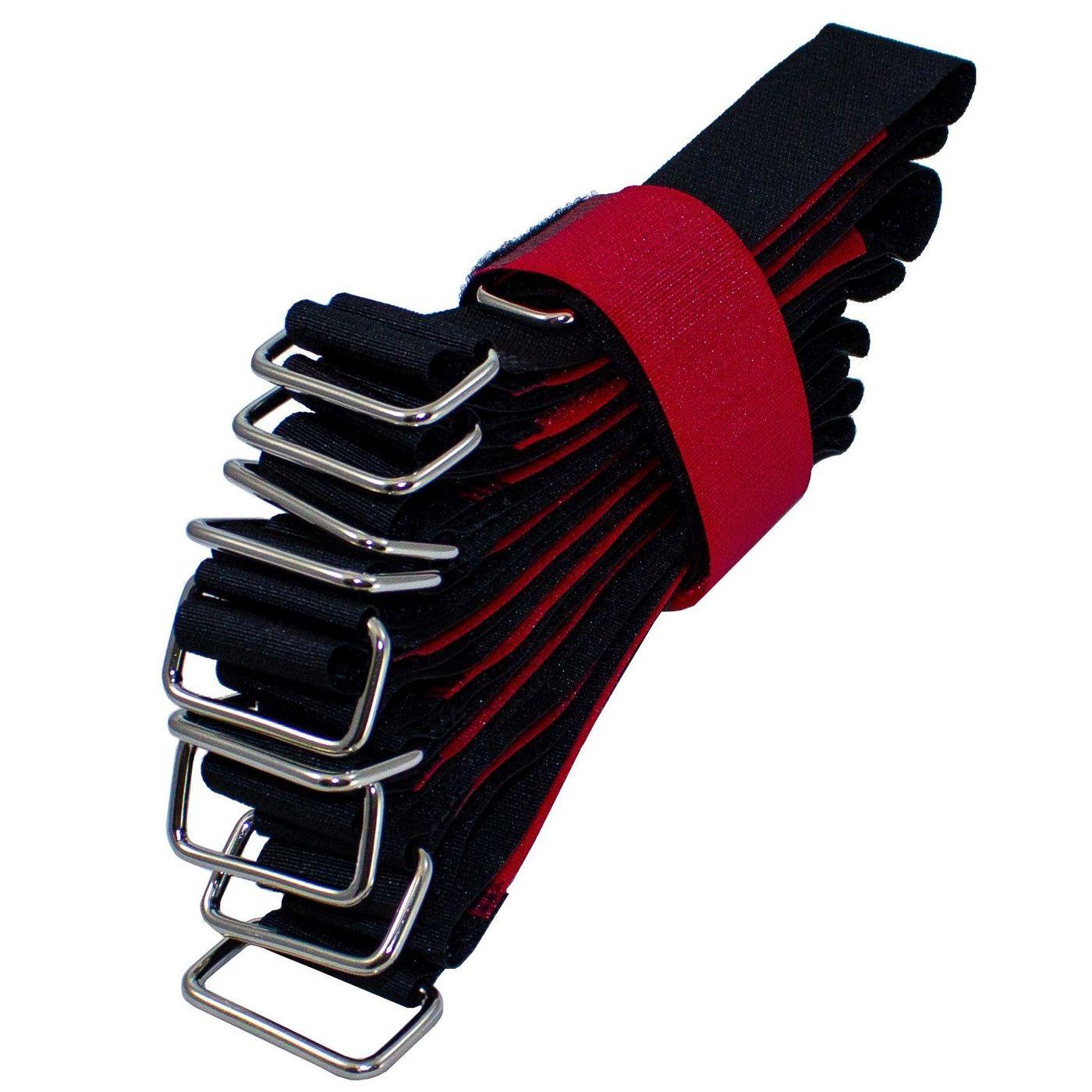10x Klettbinder 400 x 30mm Schwarz Rot normal Wiederverwendbar Kabelbinder Band
