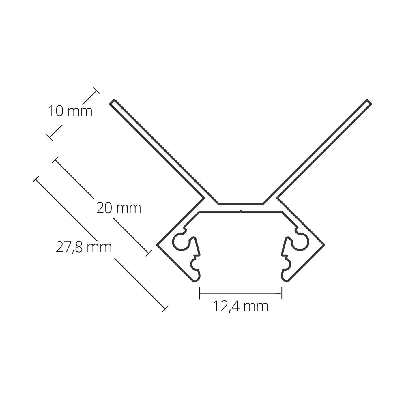2m LED Profil FP5 Silber 27,8x27,8mm Aluminium Fliesenprofil für 12mm LED Streifen