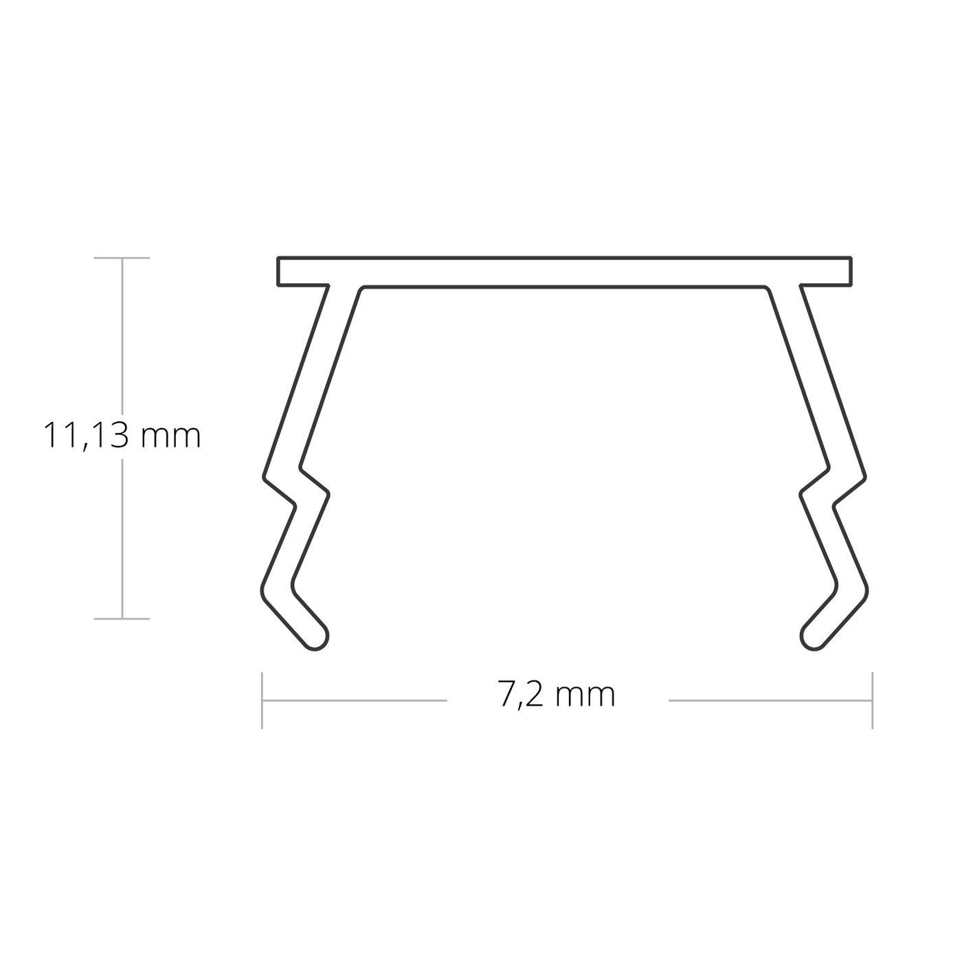 2m Abdeckung C27 für Profile 8mm 11,1x7,2mm Kunststoff