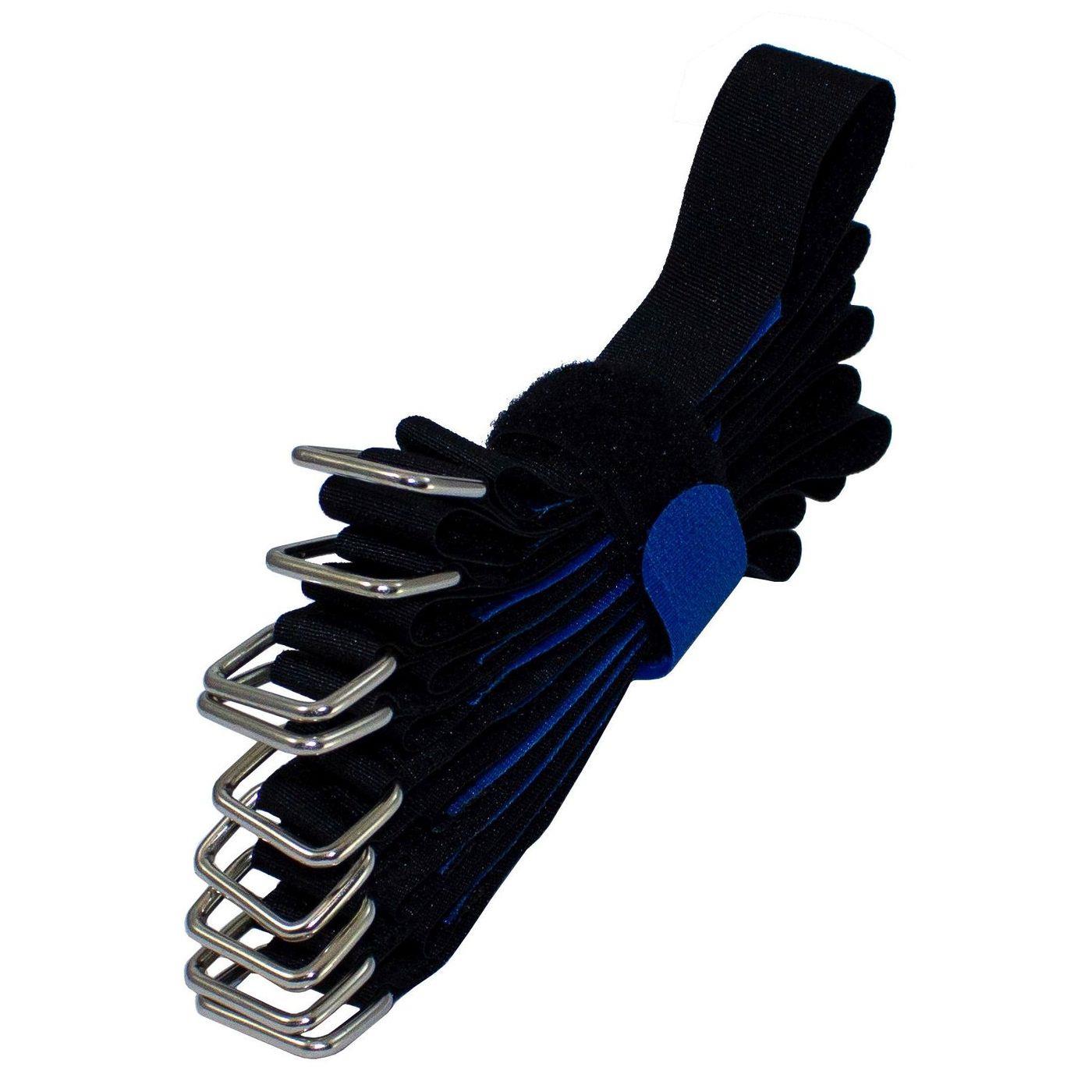 10x Klettbinder 300 x 20mm Schwarz Blau gekreuzt Wiederverwendbar Kabelbinder Band