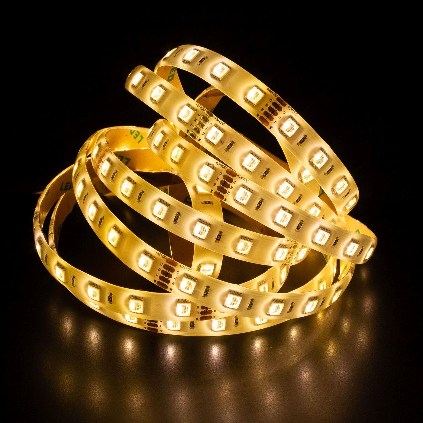 5m (500cm) RGBWW 3000K 4in1 LED Streifen Band Leiste 24V IP65 300LEDs 60LED/m SMD5050