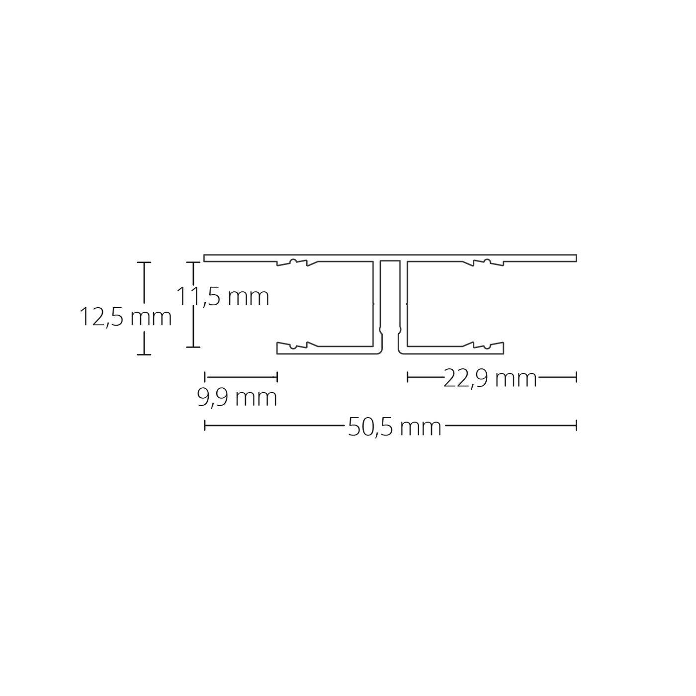 2m LED Profil TBP8 Weiß 50,5x13,5mm Aluminium Trockenbauprofil für 11mm LED Streifen