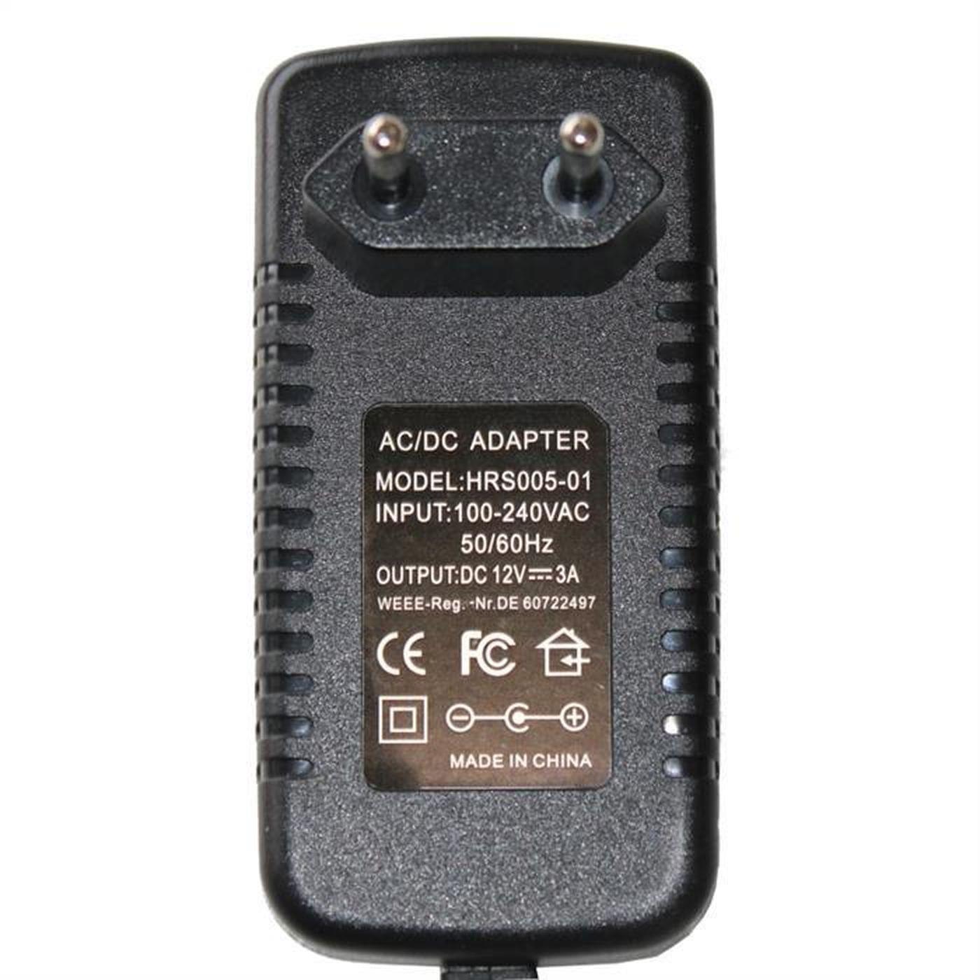 36W 12V 3A Steckernetzteil Kabel 100cm + DC Stecker (2,5/5,5mm) AC DC Adpater