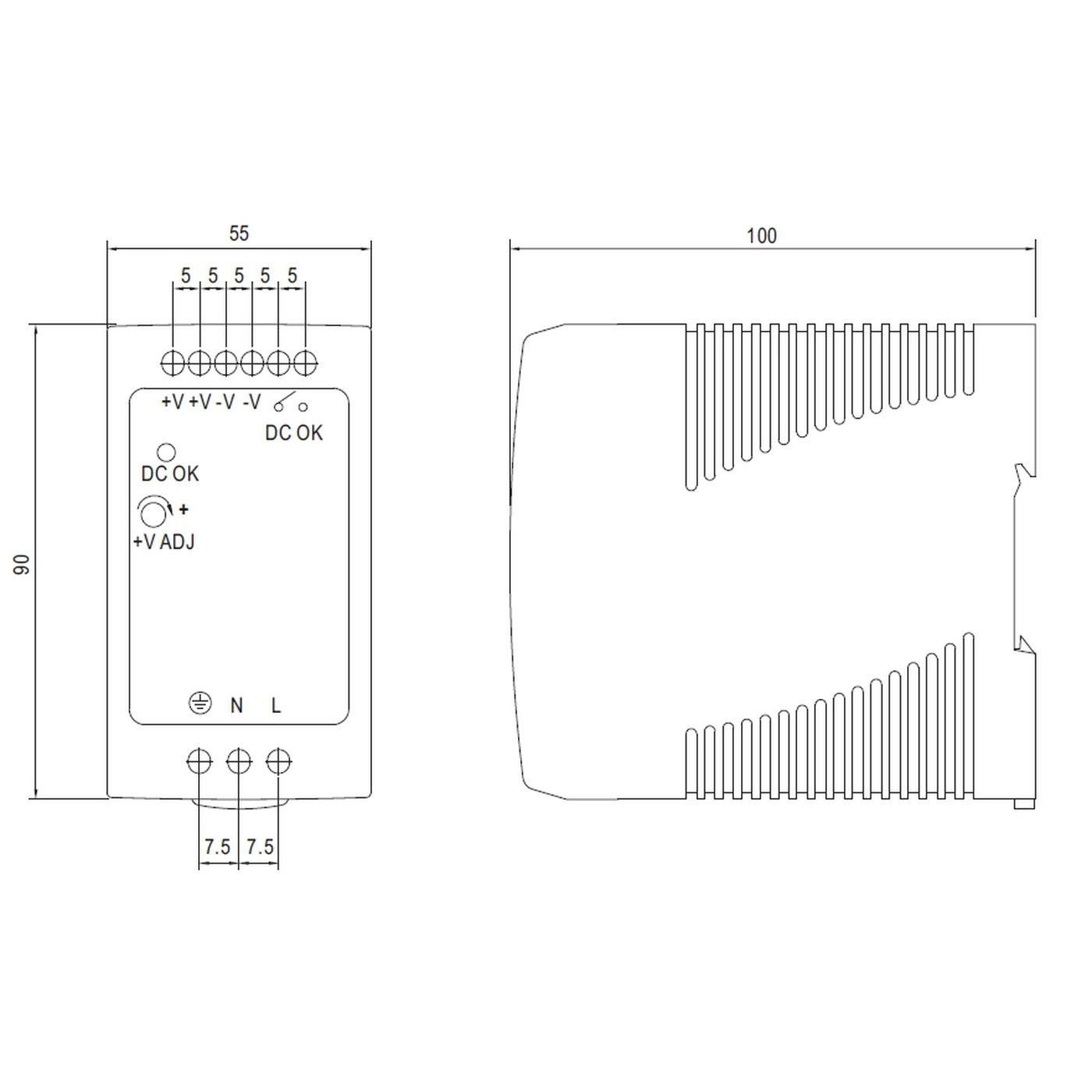 MDR-100-12 90W 12V 7,5A Hutschienen Netzteil