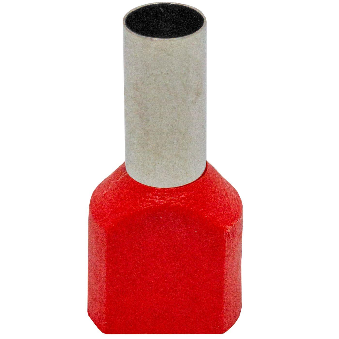 100x Twin Aderendhülse isoliert 2x 10mm² Rot Kupfer verzinnt 6,8x14mm Hülse