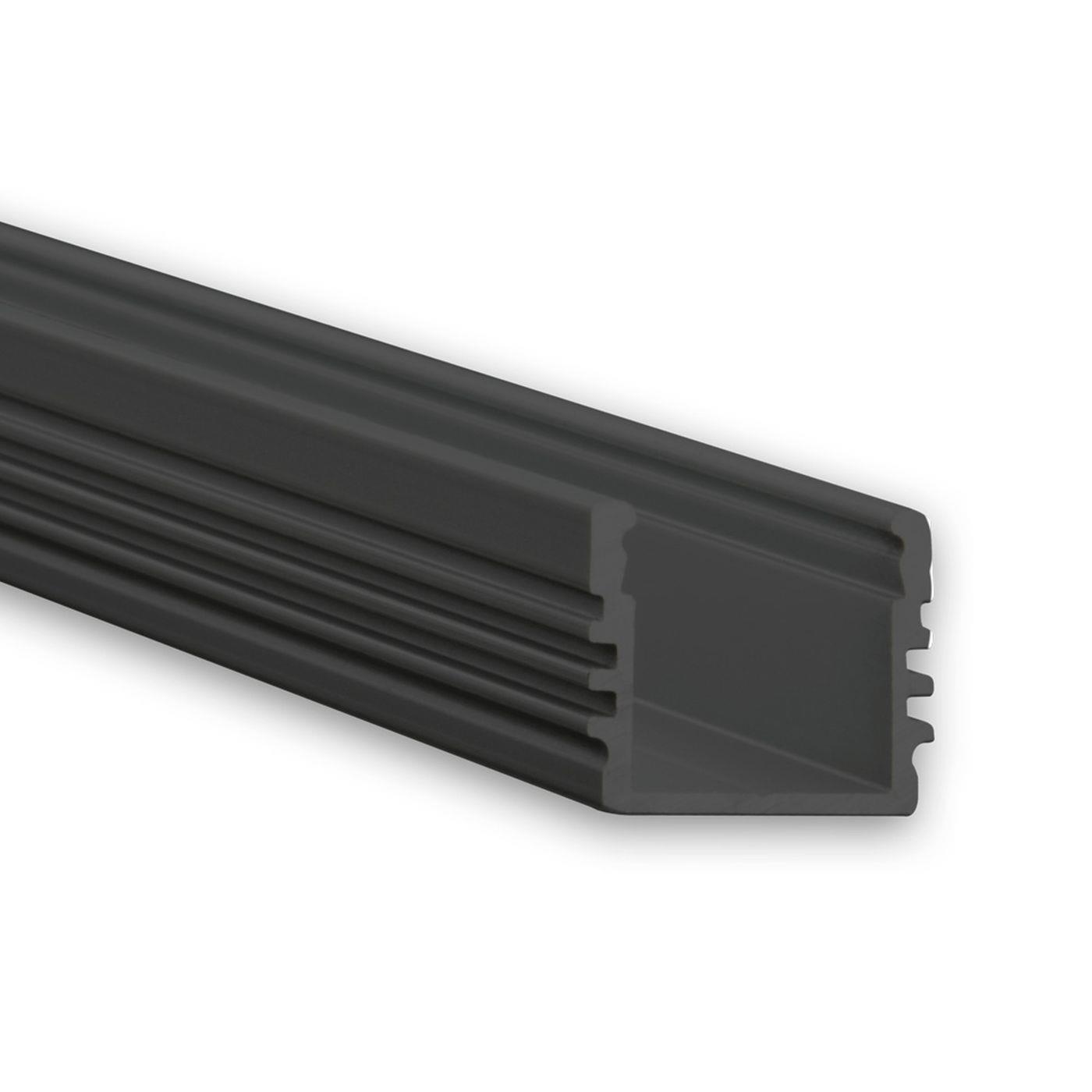 1m LED Profil PL2 Schwarz 16,8x13mm Aluminium Aufbauprofil für 12mm LED Streifen