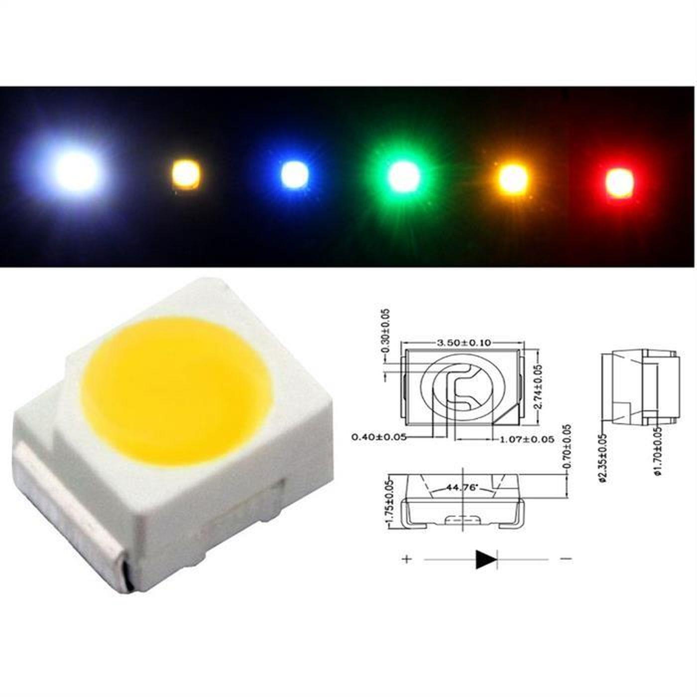 20x Superhelle LEDs SMD 3528 Grün 20mA 3,2V 1000...1300mcd 120° 3,5x2,8mm PLCC2