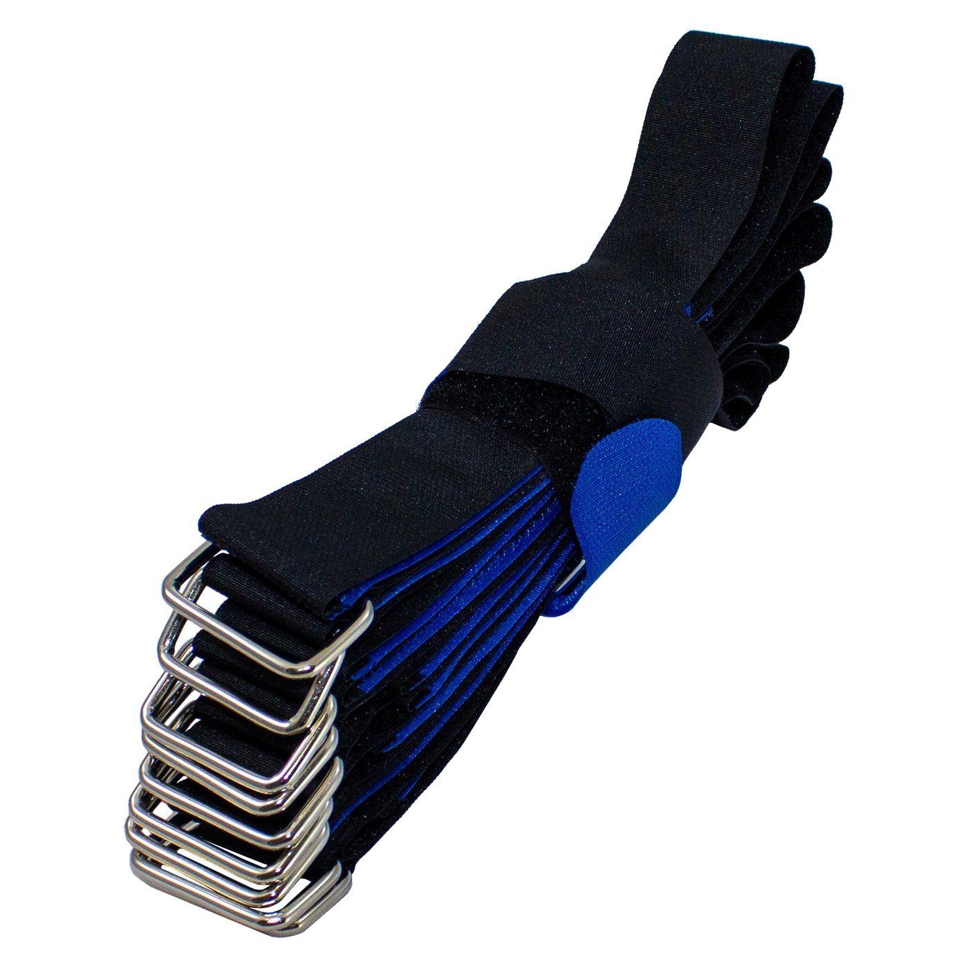 10x Klettbinder 800 x 38mm Schwarz Blau gekreuzt Wiederverwendbar Kabelbinder Band