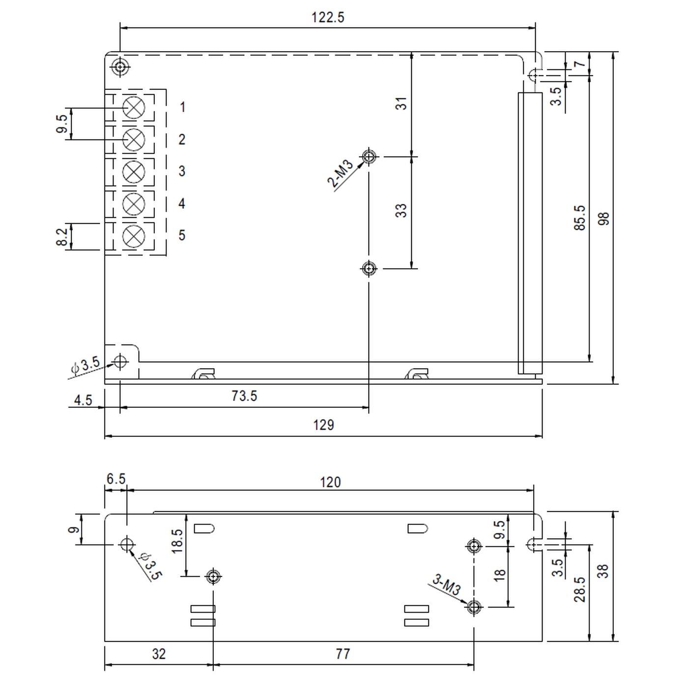 RS-75-24 75W 24V 3,2A Industrielles Netzteil
