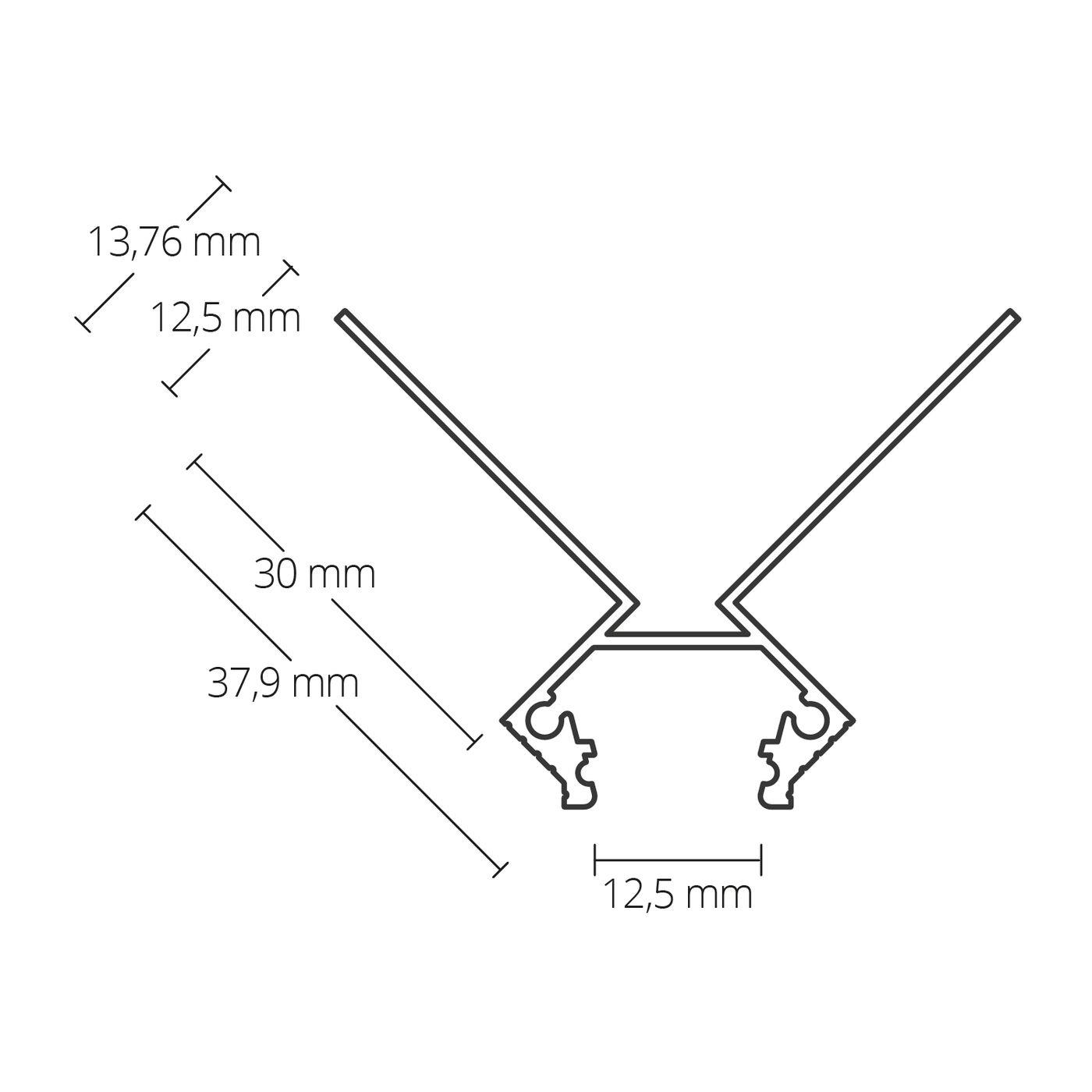 2m LED Profil TBP7 Silber 37,9x37,9mm Aluminium Trockenbauprofil für 12mm LED Streifen