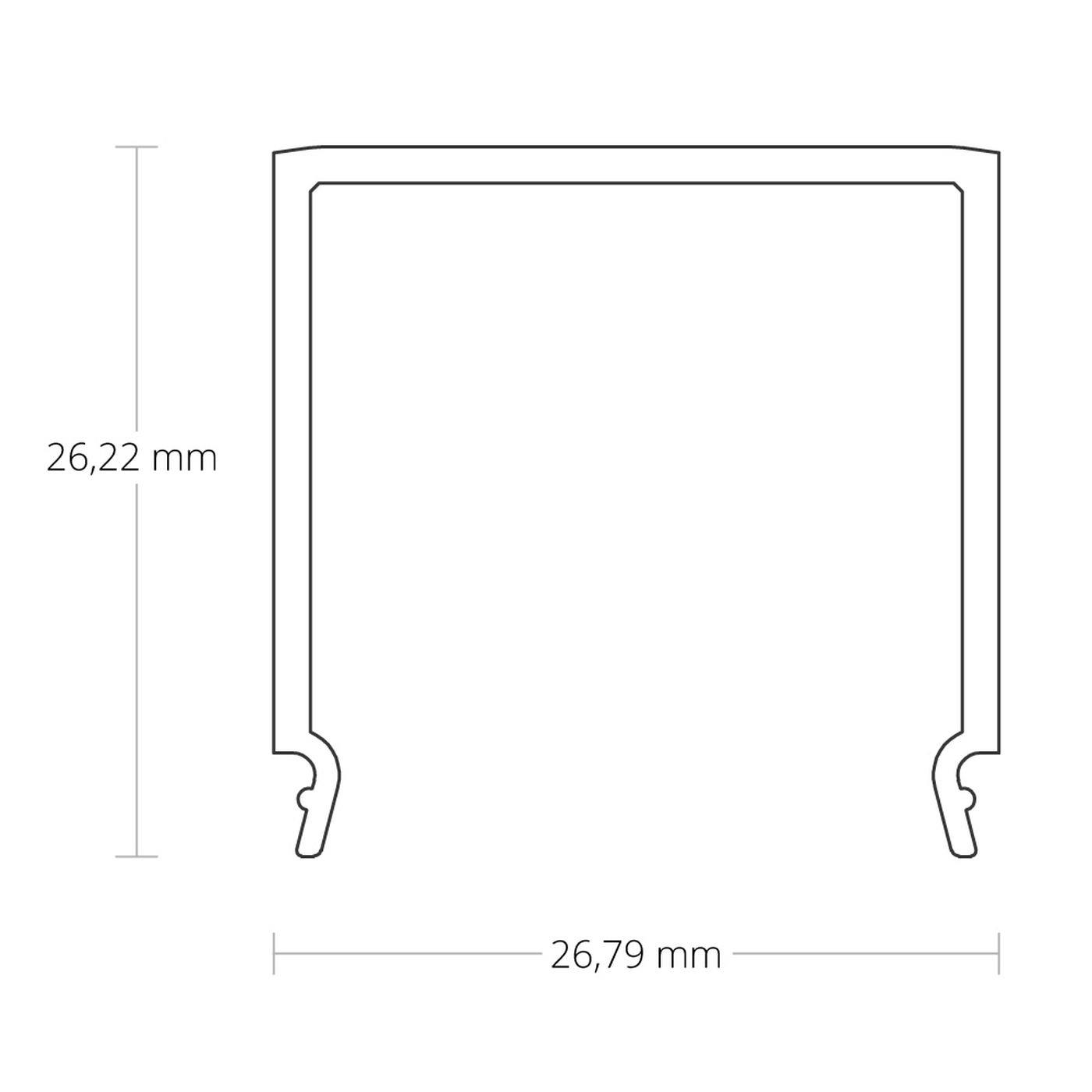 1m Abdeckung C12 für Profile PN4 PN5 PN6 PN7 26,8x26,2mm Kunststoff Opal Satiniert